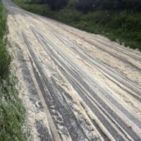 Here's the large mashed potato spill that caused traffic chaos on a UK road