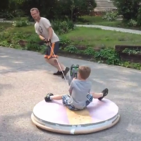 Coolest dad ever builds homemade hovercraft for his kids
