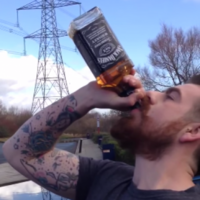 Idiot drinks entire bottle of whiskey in 15 seconds in potentially fatal stunt