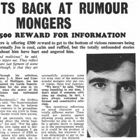 Joe Dolan placed this ad in 1968 offering a reward for information on rumours about him