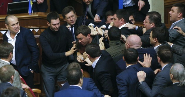 WATCH: Massive hair-pulling, face-gouging brawl erupts in Ukrainian parliament
