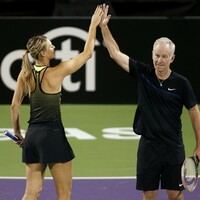 Laugh it off: Maria Sharapova back on court for first time after doping ban reduced