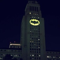 The bat signal was beamed over LA last night as a lovely tribute to Adam West 