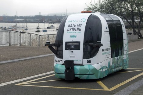 A driverless vehicle being tested in Greenwich, London. 