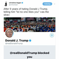 Donald Trump just blocked Chrissy Teigen on Twitter after 9 years of her calling him out