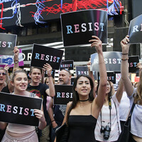 Hundreds protest in New York against ban on transgender troops