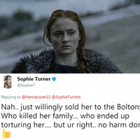 Sophie Turner absolutely burned a Game of Thrones fan who had the temerity to defend Littlefinger