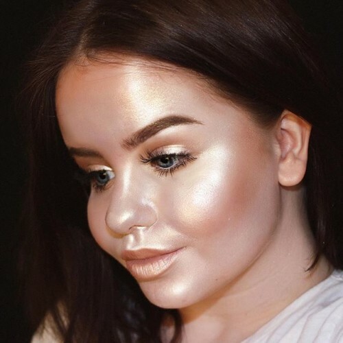highlighter on cheeks