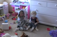 Big sister covers little brother in Sudocrem