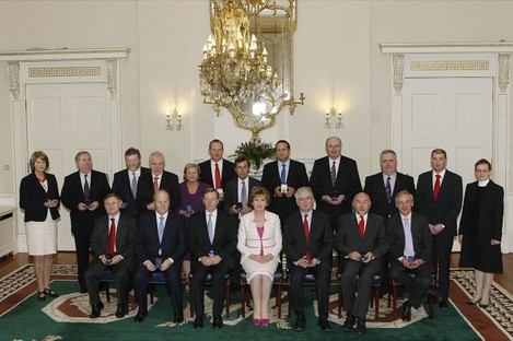 The new ministers at Áras an Uachtarain yesterday