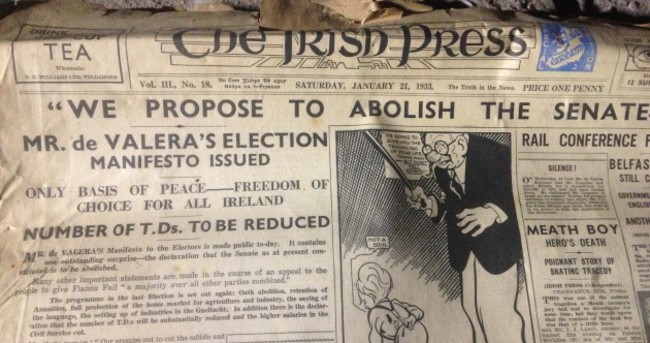 Seanad abolition was proposed 80 years ago