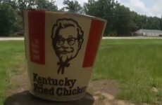What's a seven-foot KFC bucket doing in this woman's garden?