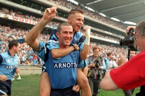 Paul Clarke and Keith Galvin celebrate All Ireland success in 1995.