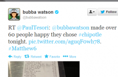 Bubba Watson bought chipotle for over 60 people last night