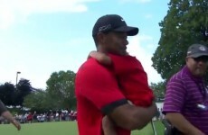 Tiger Woods' 4-year-old son joined him on the 18th hole