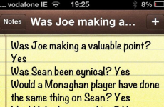 Aaron Kernan uses the notes app on his iPhone to wade in on Brolly v Cavanagh