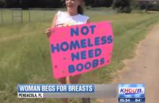 Woman begs at side of the road for 'bigger boobs'