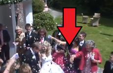 Granny gets confused, flings her drink over bride