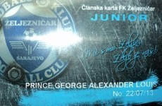 Britain's Royal Baby is now a card-carrying member of Bosnian club FK Zeljeznicar
