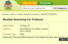 Dubliner advertises for rap producer on Gumtree