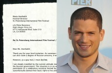 Here's the letter gay actor Wentworth Miller sent to a Russian film festival