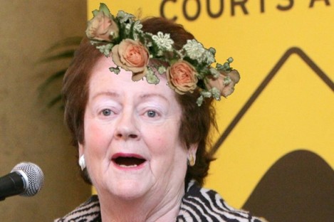 How Mary O'Rourke might look with a flower garland on her head.