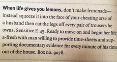 Here's what NOT to do when writing a personal ad...