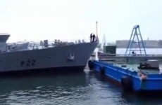 Watch as an Irish Navy ship collides with a pontoon
