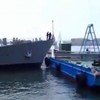Watch as an Irish Navy ship collides with a pontoon