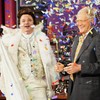 Bill Murray arrives at Letterman in majestic white regalia