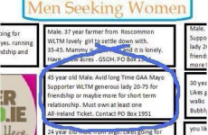 Mayo supporter takes out lonely hearts ad in bid to find girl with an All-Ireland ticket