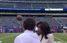 A sideline reporter got a serious concussion after being hit in the head with a football