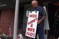 Man walks streets with sign to find wife a kidney