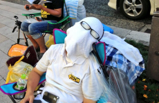 Someone has been queuing for the new iPhone for the last week