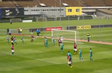 Czech player scores beautiful diving bum volley