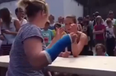 World's worst arm wrestler breaks both her arms wrestling