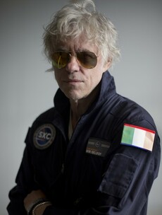 Bob Geldof has been fitted with a space flight suit, complete with Irish flag