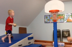 WATCH: Kid fails spectacularly at slam dunk