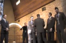 Man collects on slap bet in the middle of his own wedding