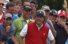 Mickelson tells cameraman 'you're gonna want to get this one' before skipping ball across water