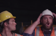 Construction workers reacts to Miley Cyrus' Wrecking Ball carry on