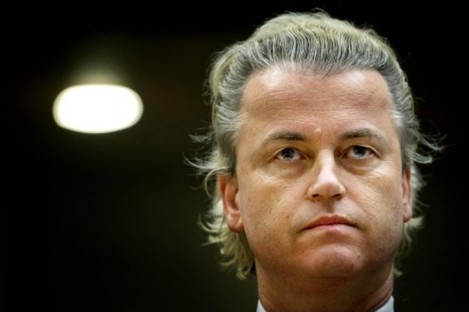 Dutch anti-Islam politician Geert Wilders, is seen inside the courtroom in Amsterdam, Netherlands.