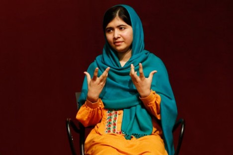 Malala Yousafzai speaks to an audience at Boston College High School on Saturday.