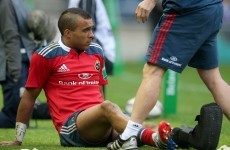 Simon Zebo facing 10 weeks on the sidelines, Munster confirm