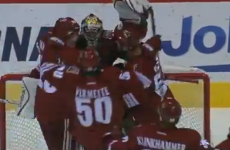 NHL goalie just about beats the buzzer to score rare goal