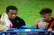 Snapshot: Robinho and Neymar swap shirts... at half time