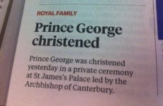 Here's how the London Independent covered Prince George's christening
