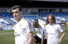 Real Madrid players play crossbar challenge with rugby ball
