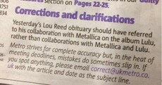 Best Lou Reed-related correction you'll see today
