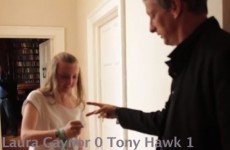 Tony Hawk got beat down by an Irish teenager in a game of rock, paper, scissors today
